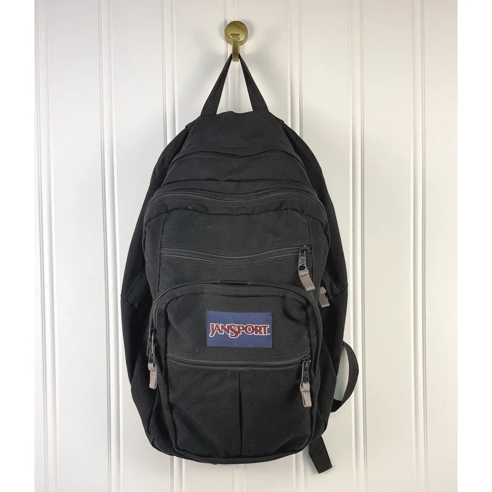VTG Jansport Backpack Big Student XL School Sleeve Book Bag Black